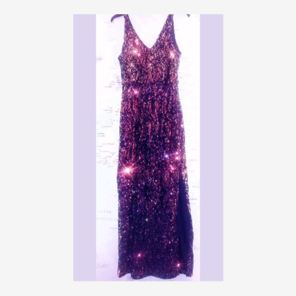 Nightway Sequin Navy Blue Formal Dress